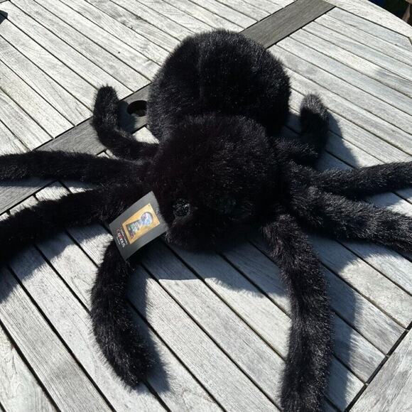 Cynthia Rowley Spider Shaped Black Pillow Halloween Faux Fur Decor 9"X 17" Plush - Picture 7 of 16
